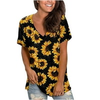 Slatki vrhovi za žene labave fit vrhove ženske ljetne majice s kratkim rukavima Tunic Strappy Print