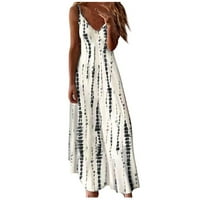 Bicoasu Plus size Long Maxi haljina za ženska remena gradijentna haljina Casual V izrez Beach Holiday