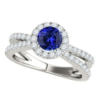 Mauli dragulji za angažman za žene 1. Carat Halo Tanzanite i dijamantski angažman prsten za prsten 14k