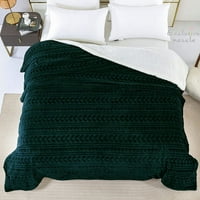 Exclusivo Mezcla King Size Sherpa Bed brebeta, ultra meka i topla reverzibilna baršunasta ćebad za krevet kauč kauč, šumski zeleni