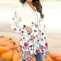Lagani kardigan za žene s dugim rukavima grafički modni ispisani otvoreni prednji jakni kaput jesen ležerna odjeća