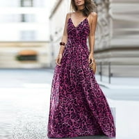 Ljetne haljine za žene renesansne haljine Žene Seksi modni Leopard Ispiši V-izrez Halter temperamentne