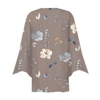APEPAL Fashion ženski cvjetni print Puff rukavac kimono kardigan labav šifon pokriti casual bluza vrhova