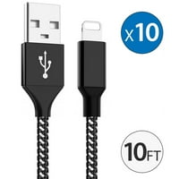 10FT USB punjač, ​​najlonska pletenica certificirana kabela za brzo punjenje kablskog prenosa podataka