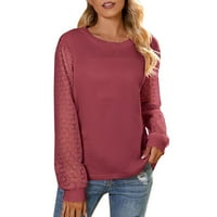 Žene s dugim rukavima okrugli vrat Čvrsta boja gornje obloge Ležerne modne majice pulover