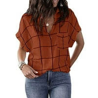 Ženska ženska ljetna tunika vrhovi grafički otisci kratkih rukava bluze dubokim V-izrezom modna majica