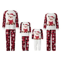 Asashitenel Elk Print Porodica koja odgovara Božićne pidžame setovi dugih rukava + plažene hlače ili