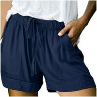 Plus kratke hlače za žene labave elastične strugove za žene Ležerne prilike na džepu Ženske kratke hlače