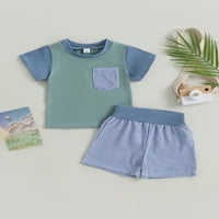 Bagilaanoe Toddler Baby Boy kratke hlače Podesite kontrastni boja kratkih rukava T-majica + kratke hlače