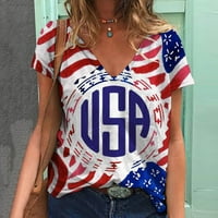 Ženska košulja za neovisnost od 4. jula T majice USA zastava Štampani patriotski vrhovi kratkih rukava