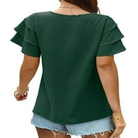 Rejlun dame Ljetne vrhove Majica sa čvrstim bojama V izrez T Majica Comfy Tunic Bluza Labavi odmor Pulover