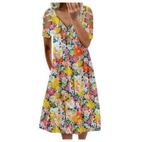 Ženske casual haljine Ženska Dnevna haljina cvjetna kratka haljina Zipper Ljeto V-izrez Print Womens