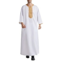 Muški muslimanski ogrtač Arab Srednja rub dugih stila vezeni džep za stojeći vrat duga majica modni