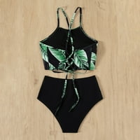 PXiakgy Tankini kupaći odijela za žene Žene Visoko struk Bikini Twim prednje kupaći kostim čipke Dvije