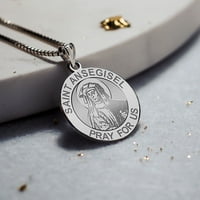 Slikovitolgold.com Saint Ansegisel religiozne medalje Privjesci za navelike žene 14k bijelo zlato