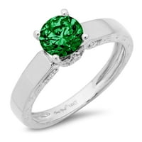 1.06ct okrugli rez dragocjeni dragulj zeleni simulirani smaragd pravi 18k bijeli zlatni robotski laserski