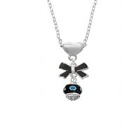 Delight nakit silvertone vruće plave točkice na crnom spinner crnom ogrlicu za srce