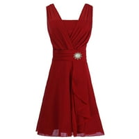 Clearsance Ljetne haljine za žene Dužina koljena A-line bez rukava modni kvadratni dekolte od pune haljine