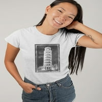 Naginjeni toranj PISA skica majica - Ihan Harper dizajni, ženski X-veliki