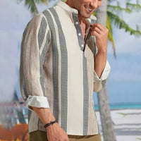 MENS tipka V-izrez dolje na plaži T-majice Striped labave ležerne bluze za bluze