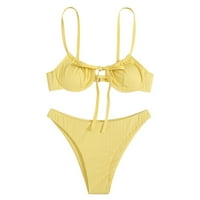 Leey-World Womens Bikini kupaći kupaći kostiminski čvrsti boja V izrez čipka za čišćenje jednog kupaćeg