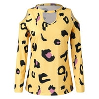 Žene T majice s dugih rukava od ramena Leopard Ispiši labavi ženski ženski odjeća Proljeće Ljeto odmor