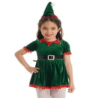 Aislor Dečice Girls Ruffled Christmas Elf kostime rukavi patchwork tassel tutu haljina