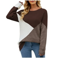 Zimski džemperi za žene plus veličine Ženska dugih rukava za patchwork patchwork džemper u boji Ležerne