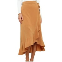 Ženski Boho High Sheik Ljeto Maxi suknja Čvrsti visoki povremeni asimetrični rub ruj čvor Bočni bočni
