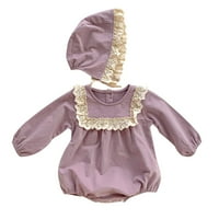 Dječja dječja djevojka odjeća s dugim rukavima ruffled patchwork joper sa šeširom Set Baby Girl Outfits