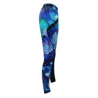 Rollbacs Women modne leptir Print Yoga hlače plus veličina casual visoke strukske noge lagane sportske