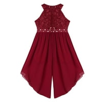 Iefiel Kids Girls Humpsins ROMPER Maxi haljina sa remenom od kristalnog za vrijeme za rođendan Burgundija-A