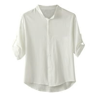 Muške ljetne majice Vintage kratki rukav lagana Henleys bluza Solidna boja labava gumba dolje košulje