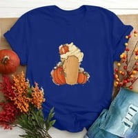 Ženske bundeve i pića Print T-majice Jesen modna posada Crta kratki rukav Ležerne prilike Ležerne prilike