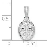 Carat u Karatsu sterling srebrna polirana završna obrada i teksturirani Fleur de Lis Mali ovalni šarm