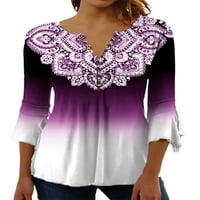 Hait ženske ljetne vrhove rukava tunika bluza V izrez majica za žene pulover cvjetni ispis majica stil-k