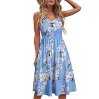 WHLBF Ljetne haljine za čišćenje žena ispod $ plus veličine, ženska modna ljetna morska obala bez rukava