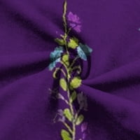 LeylayRay Žene Casual Cross šuplje majica kratkih rukava Modni V izrez Plus size Ispisano vrhovi Purple