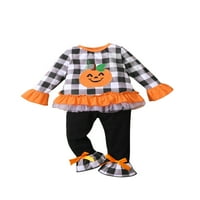 Toddler Kids Girl Halloween Odeća za odjeću Zvono dugih rukava Plesna majica Dressy Flare Hlače opružne