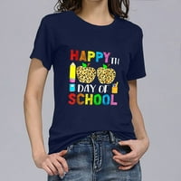 Vrhovi vježbanja za žene sretan 100. školski školski multi-boja majica kratkih rukava Grafički tiskani