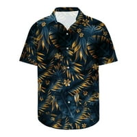 INLEIFE Ljetne košulje kratki rukav muški modni casual tipke Havaji ispis pauziranja kratkih rukava