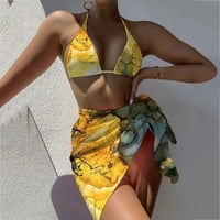 Rovga kupaći kostimi Stilsko ženski kravata bočnih bočnih kupa kupaći kostim i suknja na plaži Push
