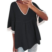 Patlollav Clearence ženska majica s čvrstim V-izrezom kratki rukav casual tee vrhovi bluza