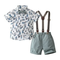 TODDLER Little Boy Outfit Boys Ljeto Kratki rukav Korug ljeta Dječja plava bijela košulja Shorts Trendy
