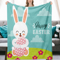Spring Holiday Flannel pokrivač sa jastučnicima za dekor u sobi Ugodno i meko plišanje flanel pokrivač Uskrs Slatki zečji cvjetni bacaj za djecu i odrasle