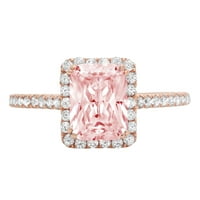 1.96ct smaragdni rez ružičasti simulirani dijamant 14k ružičasti ružičasti ružin gravirajući izjavu