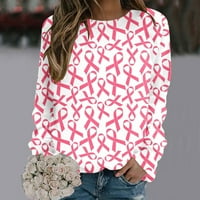 Aboser košulje za karcinom dojke žene ružičaste vrpce Grafički duks trendy dugih rukava Slatka bluza