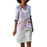 Žene Jednostavna haljina s dugim rukavima Šarena cvjetna print Srednja dužina Ležerna haljina