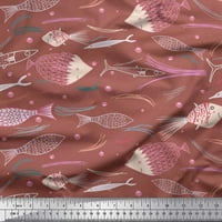 Soimoi smeđi pamučni dres tkanini i riblje ocean dekor tkanina tiskano dvorište široko
