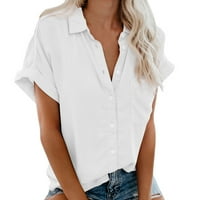 Bluza s rukavima kratka casual Popularna modna tee vrhova džepna gumb Žene ženske majice